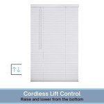 LOTUS & WINDOWARE Cordless Mini Blind, 1" Vinyl Slats, 34" Wide x 72" Long - White, Window Blinds for Home and Office, Interior Door Blinds - Light Filtering