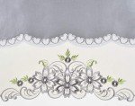 GOHD Arch Floral Kitchen Curtain Set/Swag Valance & Tier Set. Nice Matching Color Floral Embroidery on Border with cutworks (Silver Grey)