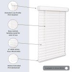 LOTUS & WINDOWARE Cordless Faux Wood Blinds, 27" Wide x 60" Long, Smooth, Snow White, 2 Inch Horizontal Blinds – for Living Room, Bedroom, Interior Door Windows