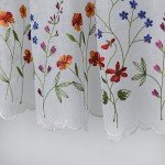 yurlisa 027 Floral Embroidery Pastoral Style Valance, White Sheer Flowers Valances,Window Treatment for Kitchen,W60XL18 inch (Wild Flower)