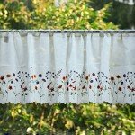 yurlisa 027 Floral Embroidery Pastoral Style Valance, White Sheer Flowers Valances,Window Treatment for Kitchen,W60XL18 inch (Wild Flower)