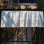 yurlisa 027 Floral Embroidery Pastoral Style Valance, White Sheer Flowers Valances,Window Treatment for Kitchen,W60XL18 inch (Wild Flower)