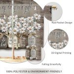 Laifzere Farmhouse Floral Kitchen Curtains Daisy Rustic Vintage Flower Inspirational Small Short Cafe Window Curtains Wooden Country Quotes Bathroom Tier Window Treatment Drapes (27.5x39 Inch)