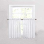 Cozynight Sheer White Tier Curtains 24 Inch Length, Small Window Curtains Treatment for Kitchen/Bathroom/Living Room/Cafe/Basement, Short Voile Curtain Tiers 36in x 24in, Rod Pocket, 2 PCS