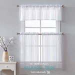 Cozynight Sheer White Tier Curtains 24 Inch Length, Small Window Curtains Treatment for Kitchen/Bathroom/Living Room/Cafe/Basement, Short Voile Curtain Tiers 36in x 24in, Rod Pocket, 2 PCS