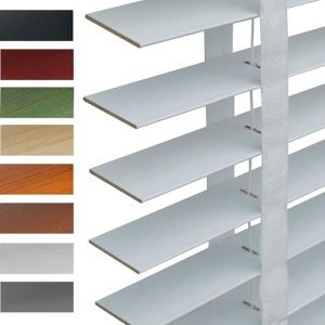 2" Slats Indoor Wood Blinds, Cordless Wooden Window Shades, Custom Size Wide 16" 20" 28" 35" 40" 43" 48" 52" 55" 62" 70" 76" Blackout Privacy Horizontal Blinds for Office,Bathroom,Living Room(White)