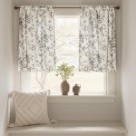 jinchan Floral Linen Tier Curtains 36 Inch Farmhouse Botanic Cafe Drapes for Small Windows Rustic Half Window Curtains for Kitchen Living Room Bathroom Laundry 2 Panels Black on Beige