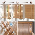 2" Slats Indoor Wood Blinds, Cordless Wooden Window Shades, Custom Size Wide 16" 20" 28" 35" 40" 43" 48" 52" 55" 62" 70" 76" Blackout Privacy Horizontal Blinds for Office,Bathroom,Living Room(White)