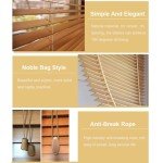 2" Slats Indoor Wood Blinds, Cordless Wooden Window Shades, Custom Size Wide 16" 20" 28" 35" 40" 43" 48" 52" 55" 62" 70" 76" Blackout Privacy Horizontal Blinds for Office,Bathroom,Living Room(White)