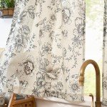 jinchan Floral Linen Tier Curtains 36 Inch Farmhouse Botanic Cafe Drapes for Small Windows Rustic Half Window Curtains for Kitchen Living Room Bathroom Laundry 2 Panels Black on Beige