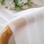 Aiyufeng 2 Piece White Sheer Curtains 63 Inch Length, Light Filtering Kitchen Curtain for Small Window, Voile Top Dual Rod Pocket, 2 x 40 W x 63" L