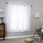 Aiyufeng 2 Piece White Sheer Curtains 63 Inch Length, Light Filtering Kitchen Curtain for Small Window, Voile Top Dual Rod Pocket, 2 x 40 W x 63" L