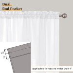 Aiyufeng 2 Piece White Sheer Curtains 63 Inch Length, Light Filtering Kitchen Curtain for Small Window, Voile Top Dual Rod Pocket, 2 x 40 W x 63" L