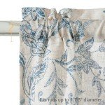 jinchan Floral Kitchen Curtains for Windows 36 Inch Linen Tier Farmhouse Cafe Curtains Country Botanic Small Window Rod Pocket Rustic Flax for Laundry Bathroom RV 2 Panels Blue on Beige