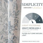 jinchan Floral Kitchen Curtains for Windows 36 Inch Linen Tier Farmhouse Cafe Curtains Country Botanic Small Window Rod Pocket Rustic Flax for Laundry Bathroom RV 2 Panels Blue on Beige