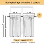 Lecloud Leia 36 Inch Sheer Curtains Sage Green Tiers for Kitchen 2 Pieces, Double Rod Pockets Window Living Room Curtain for Small Window, Jacquard Leaves Voile Bathroom/Bedroom Drapes, 38x36 Inches
