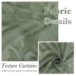 Lecloud Leia 36 Inch Sheer Curtains Sage Green Tiers for Kitchen 2 Pieces, Double Rod Pockets Window Living Room Curtain for Small Window, Jacquard Leaves Voile Bathroom/Bedroom Drapes, 38x36 Inches