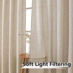 Tollpiz Linen Tier Curtain Rod Pocket Semi Sheer Half Kitchen Curtains Burlap Light Filtering Thick Linen Drape for Bathroom, 30 x 36 inches Long, Natural, Set of 2 Panels