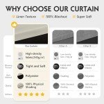 FMFUNCTEX 100% Beige Blackout Curtains for Bedroom, Cream Weave Textured Curtains 84 Inches Long Thermal Insulated Curtains for Living Room, Farmhouse Drapes Grommet Room Darkening 2 Panels