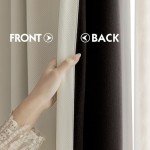 FMFUNCTEX 100% Beige Blackout Curtains for Bedroom, Cream Weave Textured Curtains 84 Inches Long Thermal Insulated Curtains for Living Room, Farmhouse Drapes Grommet Room Darkening 2 Panels