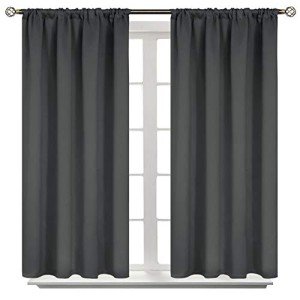 BGment Dark Grey Blackout Curtains 54 Inches Length for Bedroom - Rod Pocket Thermal Insulated Room Darkening Drapes Blinds for Basement Short Window Privacy, 42 x 54 Inch, 2 Panels