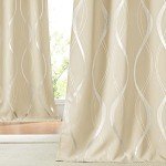 NICETOWN Room Darkening Curtains for Bedroom, Noise Reducing Thermal Insulated Wave Line Foil Print Design Blackout Curtains for Patio Sliding Glass Door (2 Panels, 52 x 84 Inch, Biscotti Beige)