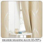 NICETOWN Room Darkening Curtains for Bedroom, Noise Reducing Thermal Insulated Wave Line Foil Print Design Blackout Curtains for Patio Sliding Glass Door (2 Panels, 52 x 84 Inch, Biscotti Beige)