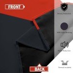 Tyrot Red Black 100% Blackout Curtains for Bedroom 63 inch Length 2 Panels Set White Grey Modern Abstract Geometric Black Out Curtains Insulated Room Darkening Window Drapes for Living Room, 52Wx63L