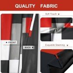 Tyrot Red Black 100% Blackout Curtains for Bedroom 63 inch Length 2 Panels Set White Grey Modern Abstract Geometric Black Out Curtains Insulated Room Darkening Window Drapes for Living Room, 52Wx63L
