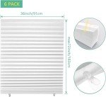 Changshade 6-Pack Pleated Paper Temporary Shades Cordless Light Filtering Cut to Size Temporary Paper Blinds for Indoor Windows of Office, Bedroom, Bathroom, Living Room, 36" W x 72" H, White