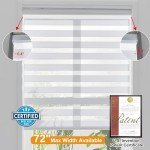 Persilux Cordless Zebra Blinds for Windows, Roller Shades for Windows (34.5" W x 64" H, White) Dual Layer Fabric for Day and Night,Room Darkening Shades for Home, Office, Bedroom and Living Room