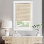 Cordless Light Filtering Mini Blind - 28 Inch Width, 48 Inch Length, 1" Slat Size - Alabaster - Cordless GII Morningstar Horizontal Windows Blinds for Interior by Achim Home Decor