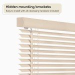 Cordless Light Filtering Mini Blind - 28 Inch Width, 48 Inch Length, 1" Slat Size - Alabaster - Cordless GII Morningstar Horizontal Windows Blinds for Interior by Achim Home Decor