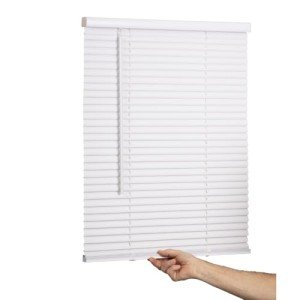 LOTUS & WINDOWARE Cordless Mini Blind, 1" Vinyl Slats, 23" Wide x 72" Long - White, Window Blinds for Home and Office, Interior Door Blinds - Light Filtering