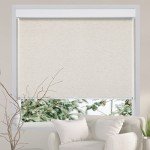 Persilux Free-Stop Cordless Roller Blinds Light Filtering Roller Shades for Windows (Cream 27" W x 72" H) Natural Woven Fabric Thermal Insulation Roller Window Blinds for Windows, Home, Living Room