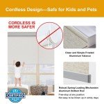 Persilux Free-Stop Cordless Roller Blinds Light Filtering Roller Shades for Windows (Cream 27" W x 72" H) Natural Woven Fabric Thermal Insulation Roller Window Blinds for Windows, Home, Living Room