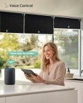 Yoolax Motorized Blinds with Remote, Blackout Smart Blinds for Windows Motorized Roller Shades, Automatic Window Shades Work with Alexa for Bedroom Living Room, Custom Size (Fabric Black)