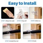 6-Pack No Drill Needed Curtain Rod Holders, Self Adhesive Rod Brackets, Multipurpose Nail Free Stick on Curtain Rod Hooks, Curtain Hangers for Bathroom, Bedroom, Livingroom