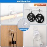 6-Pack No Drill Needed Curtain Rod Holders, Self Adhesive Rod Brackets, Multipurpose Nail Free Stick on Curtain Rod Hooks, Curtain Hangers for Bathroom, Bedroom, Livingroom