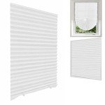 Jlong Blackout Blinds for Windows Pleated Paper Shades Adhesive Cordless Office,Living Room,Bedroom,Light Filtering,Easy to Cut and Install, White-semi Shading, 23.6*59''(60*150cm)