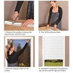 Jlong Blackout Blinds for Windows Pleated Paper Shades Adhesive Cordless Office,Living Room,Bedroom,Light Filtering,Easy to Cut and Install, White-semi Shading, 23.6*59''(60*150cm)