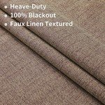 Joydeco 100% Blackout Curtains 108 inches Long Natural Linen Drapes 2 Panels Set Burg for Bedroom Living Room Black Out Darkening Curtain Thermal Insulated Back tab Rod Pocket(52x108 inch,Linen)