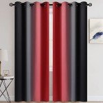 COSVIYA Grommet Ombre Room Darkening Curtains 84 inches Length for Living Room, Light Blocking Red and Black Gradient Window Drapes/Curtains for Bedroom,2 Panels, 52x84inches
