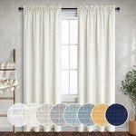 Natural Linen Curtains 84 Inch Length 2 Panels Set for Living Room,Rod Pocket Ivory Cream Colored Boho Semi Sheer Cotton Look Light Filtering Privacy Country Rustic Farmhouse Curtains for Bedroom
