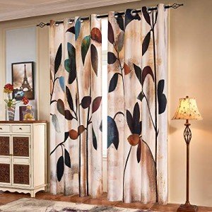 SUBRTEX Printed Curtains Room Darkening for Bedroom Living Room Kids Room Dining Room Valance Colorful Window Drapes 2 Panel Set (52'' x 63'', Brown)