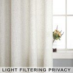 Natural Linen Curtains 84 Inch Length 2 Panels Set for Living Room,Rod Pocket Ivory Cream Colored Boho Semi Sheer Cotton Look Light Filtering Privacy Country Rustic Farmhouse Curtains for Bedroom