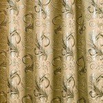 GLORY RUGS Jacquard Luxury Window 2 Panel Set Taupe Curtain with Attached Valance and Backing Bedroom Living Room Dining 2 Curtains 55x84 inches Each Jana