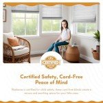 Radiance Cordless Bamboo Roman Shades for Windows - Matchstick Bamboo Blinds for Semi-Private Light Control - Easy to Lift & Fold Up Window Shades - White - 36" W x 64" L - (2215336E)