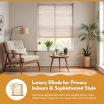 Radiance Cordless Bamboo Roman Shades for Windows - Matchstick Bamboo Blinds for Semi-Private Light Control - Easy to Lift & Fold Up Window Shades - White - 36" W x 64" L - (2215336E)