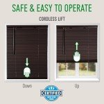 CALYX INTERIORS Room Darkening Vinyl Mini Blinds, Cordless, 1" Slat, 22.5" W x 36" H, Mahogany. Inside Mount in Windows 22.75 and Greater; Indoor Window Shades